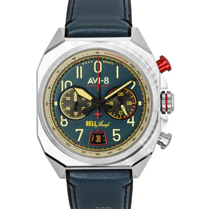 Orologio da uomo AVI-8 Bell X-1 Machbuster Cronografo con cinturino in gomma blu aviazione e quadrante blu al quarzo AV-4118-01