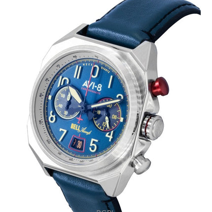 Orologio da uomo AVI-8 Bell X-1 Machbuster Cronografo con cinturino in gomma blu aviazione e quadrante blu al quarzo AV-4118-01