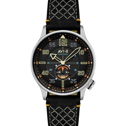 Orologio da uomo AVI-8 Hawker Typhoon Baldwin automatico con cinturino in pelle e quadrante nero freddo AV-4119-01
