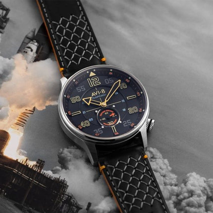 Orologio da uomo AVI-8 Hawker Typhoon Baldwin automatico con cinturino in pelle e quadrante nero freddo AV-4119-01