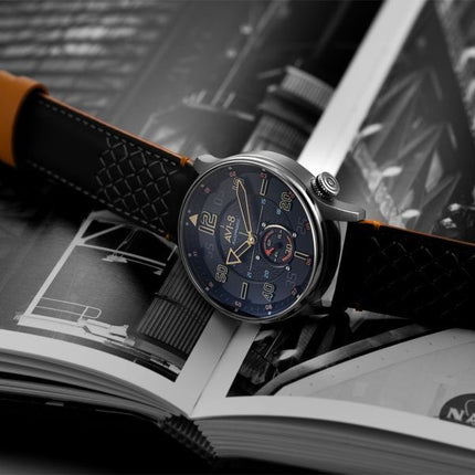Orologio da uomo AVI-8 Hawker Typhoon Baldwin automatico con cinturino in pelle e quadrante nero freddo AV-4119-01