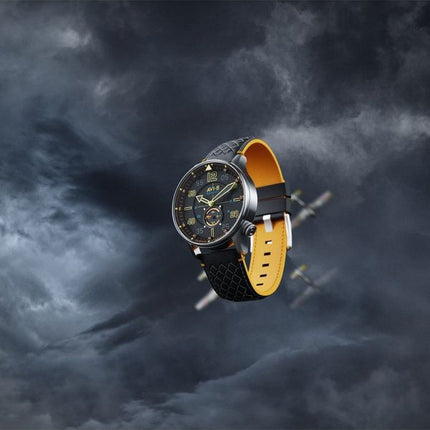 Orologio da uomo AVI-8 Hawker Typhoon Baldwin automatico con cinturino in pelle e quadrante nero freddo AV-4119-01