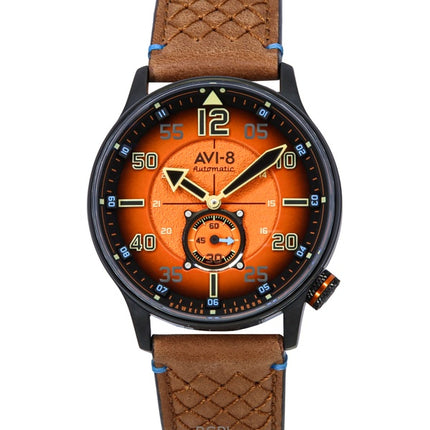 Orologio automatico da uomo AVI-8 Hawker Typhoon Baldwin con quadrante arancione bruciato AV-4119-02