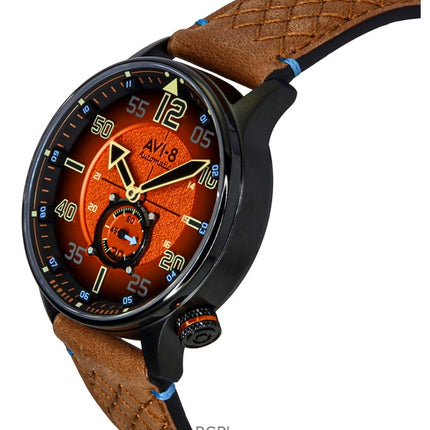 Orologio automatico da uomo AVI-8 Hawker Typhoon Baldwin con quadrante arancione bruciato AV-4119-02