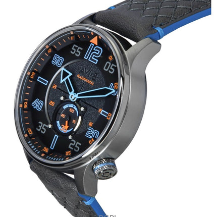 Orologio automatico da uomo AVI-8 Hawker Typhoon Baldwin Iron Blue con cinturino in pelle e quadrante grigio AV-4119-03
