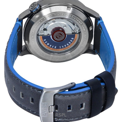 Orologio automatico da uomo AVI-8 Hawker Typhoon Baldwin Iron Blue con cinturino in pelle e quadrante grigio AV-4119-03