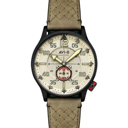 Orologio da uomo AVI-8 Hawker Typhoon Baldwin automatico con cinturino in pelle e quadrante cachi scuro AV-4119-04