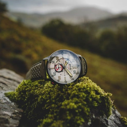Orologio da uomo AVI-8 Hawker Typhoon Baldwin automatico con cinturino in pelle e quadrante cachi scuro AV-4119-04