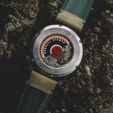 Orologio da uomo AVI-8 Hawker Typhoon Baldwin automatico con cinturino in pelle e quadrante cachi scuro AV-4119-04