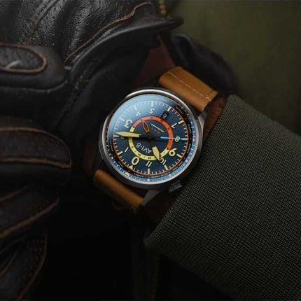 Orologio da uomo AVI-8 Flyboy Wingman Worldtimer GMT Atlantic Blue Dial Automatic AV-4120-01 con cinturino extra