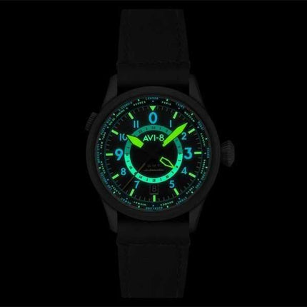 Orologio da uomo AVI-8 Flyboy Wingman Worldtimer GMT Tropical Grey Dial Automatic AV-4120-04 con cinturino extra