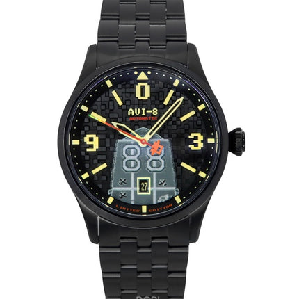 Orologio da uomo AVI-8 Flyboy Capcom 1942 Automatic Pixel Limited Edition Midnight Ace con quadrante nero AV-4121-33 con cinturino extra
