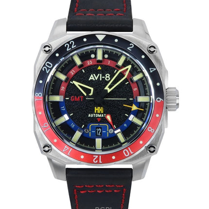 Orologio da uomo automatico AVI-8 Hawker Hunter Atlas GMT Devil con quadrante nero AV-4122-01