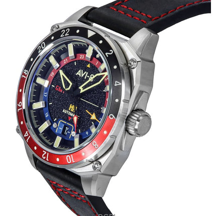 Orologio da uomo automatico AVI-8 Hawker Hunter Atlas GMT Devil con quadrante nero AV-4122-01