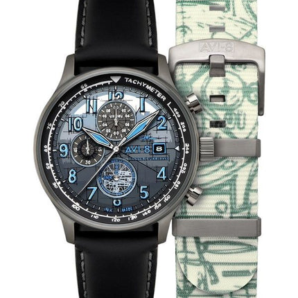 AVI-8 Hawker Hurricane Inkdial Cronografo Edizione Limitata Quadrante Grigio Quarzo AV-4123-01 Orologio da Uomo con Cinturino Ex