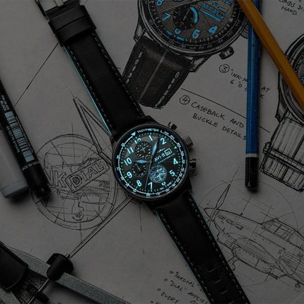 AVI-8 Hawker Hurricane Inkdial Cronografo Edizione Limitata Quadrante Grigio Quarzo AV-4123-01 Orologio da Uomo con Cinturino Ex