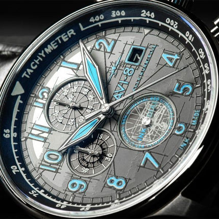 AVI-8 Hawker Hurricane Inkdial Cronografo Edizione Limitata Quadrante Grigio Quarzo AV-4123-01 Orologio da Uomo con Cinturino Ex