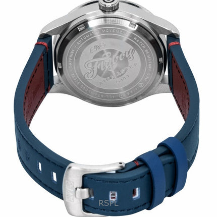 Orologio da uomo AVI-8 Flyboy Airmaster GMT con cinturino in pelle blu Cockpit e quadrante blu automatico AV-4128-04