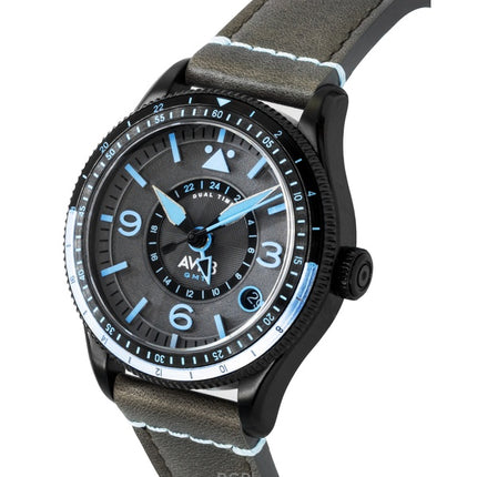 Orologio da uomo automatico AVI-8 Flyboy Airmaster GMT con cinturino in pelle e quadrante grigio AV-4128-05