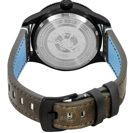 Orologio da uomo automatico AVI-8 Flyboy Airmaster GMT con cinturino in pelle e quadrante grigio AV-4128-05