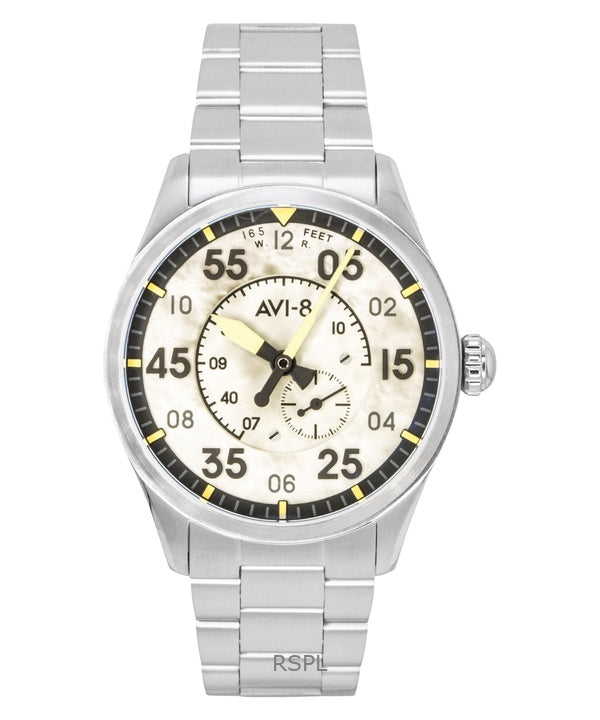 Orologio da uomo AVI-8 Spitfire Type 300 Pilot Panel in acciaio inossidabile con quadrante color crema e movimento automatico AV-4147-33
