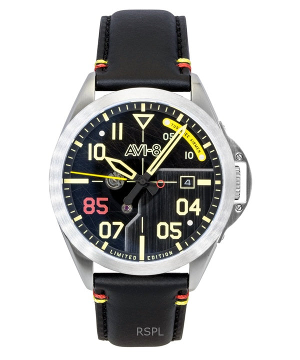 Orologio da uomo AVI-8 P-51 Mustang Patriot Automatico Edizione Limitata 85° Anniversario Tuskegee Airmen Quadrante Nero AV-4148-01