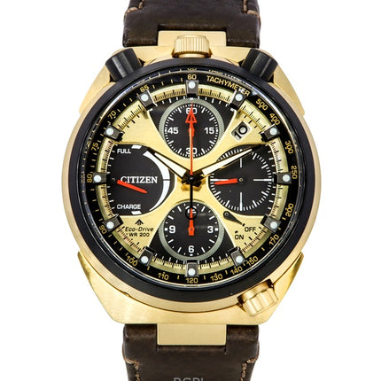 Orologio da uomo Citizen Promaster Tsuno Chronograph Limited Edition con quadrante nero e oro Eco-Drive Diver&#39;s AV0072-01X 200M