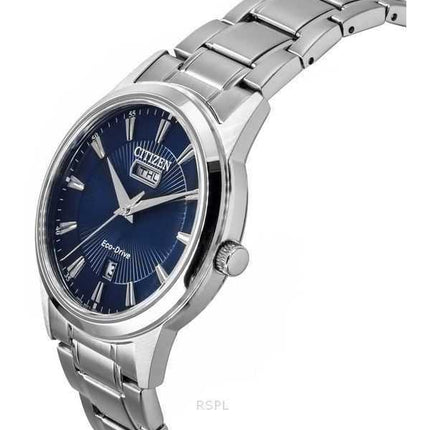 Orologio da uomo Citizen Eco-Drive in acciaio inossidabile con quadrante blu AW0100-86L
