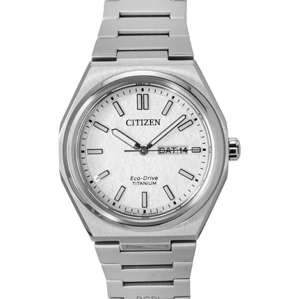 Orologio da uomo Citizen Zenshin Super Titanium con quadrante bianco Eco-Drive AW0130-85A 100M