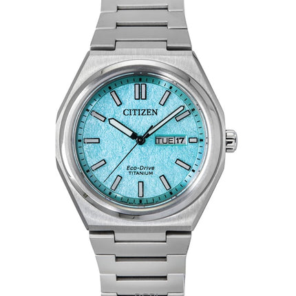 Orologio da uomo Citizen Zenshin Super Titanium con quadrante turchese Eco-Drive AW0130-85M 100M