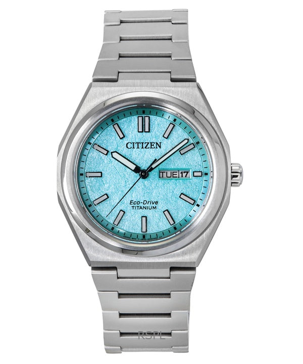 Orologio da uomo Citizen Zenshin Super Titanium con quadrante turchese Eco-Drive AW0130-85M 100M
