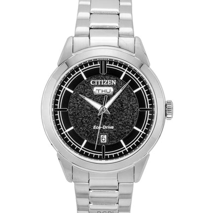Orologio da uomo Citizen Eco-Drive AW0151-85E in acciaio inossidabile con quadrante nero e impermeabilità fino a 100 metri.