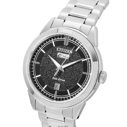 Orologio da uomo Citizen Eco-Drive AW0151-85E in acciaio inossidabile con quadrante nero e impermeabilità fino a 100 metri.