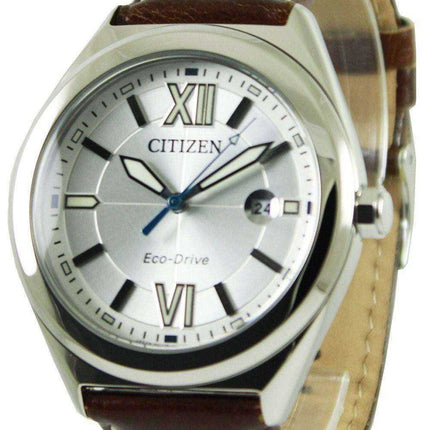 Orologio da uomo Citroen Eco-Drive cinturino in pelle marrone AW1170-00H