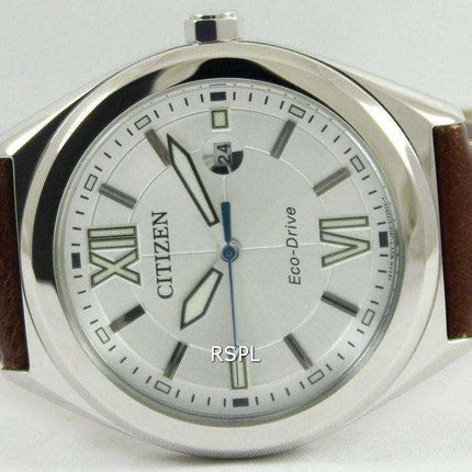 Orologio da uomo Citroen Eco-Drive cinturino in pelle marrone AW1170-00H