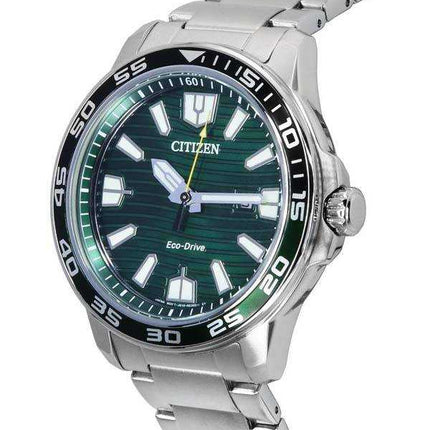 Orologio da uomo Citizen Marine Sport quadrante verde in acciaio inossidabile Eco-Drive AW1526-89X 100M