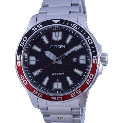 Orologio da uomo Citizen con quadrante nero in acciaio inossidabile Eco-Drive AW1527-86E 100M