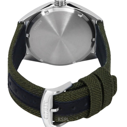 Orologio da uomo Citizen Eco-Drive con cinturino in nylon verde e quadrante bianco AW1571-09A 100M