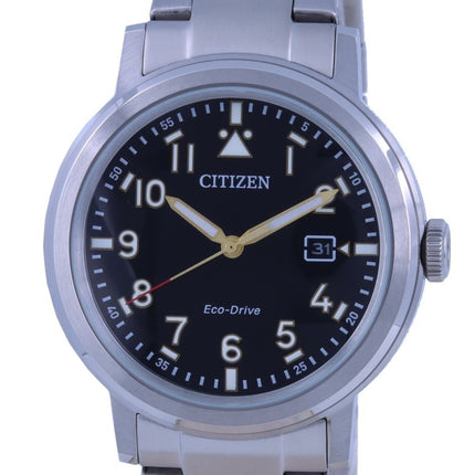 Orologio da uomo Citizen Military quadrante nero in acciaio inossidabile Eco-Drive AW1620-81E 100M