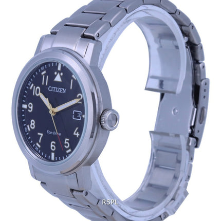 Orologio da uomo Citizen Military quadrante nero in acciaio inossidabile Eco-Drive AW1620-81E 100M