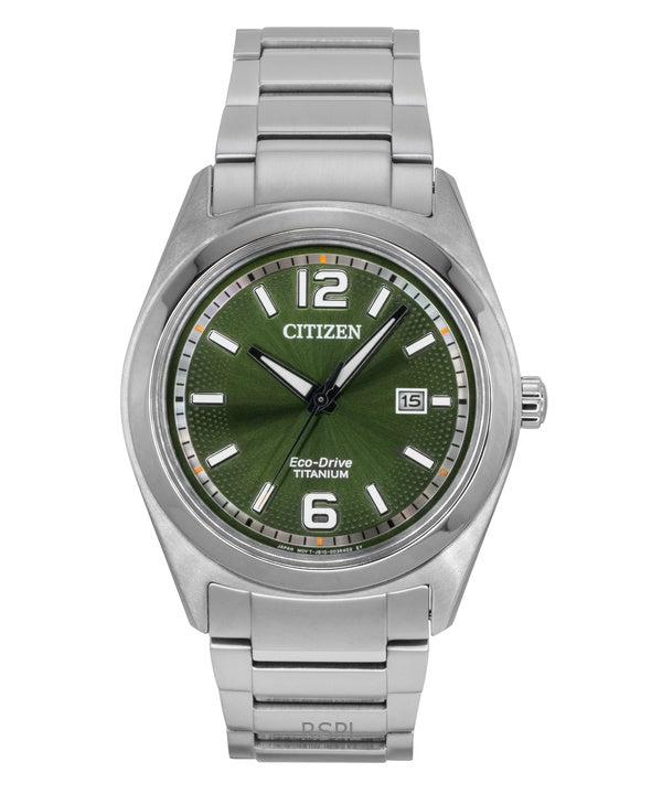 Orologio da uomo Citizen Eco-Drive Super Titanium quadrante verde AW1641-81X