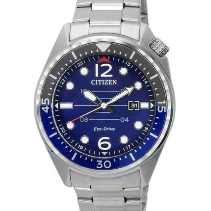 Orologio da uomo Citizen Eco-Drive in acciaio inossidabile con quadrante blu AW1716-83L 100M