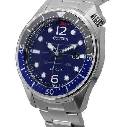 Orologio da uomo Citizen Eco-Drive in acciaio inossidabile con quadrante blu AW1716-83L 100M