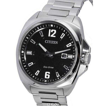 Orologio da uomo Citizen Endicott in acciaio inossidabile con quadrante nero Eco-Drive AW1720-51E 100M