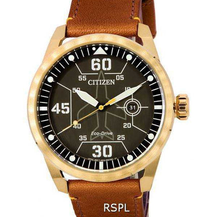 Orologio da uomo Citizen Avion quadrante nero con cinturino in pelle Eco-Drive AW1733-09E 100M