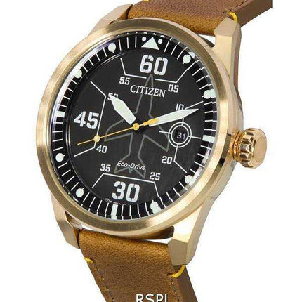 Orologio da uomo Citizen Avion quadrante nero con cinturino in pelle Eco-Drive AW1733-09E 100M