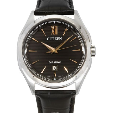 Orologio da uomo Citizen Eco-Drive con cinturino in pelle e quadrante nero AW1750-18E 100M