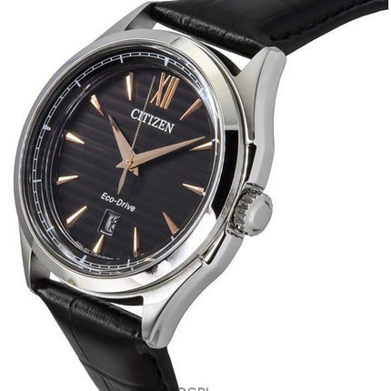 Orologio da uomo Citizen Eco-Drive con cinturino in pelle e quadrante nero AW1750-18E 100M