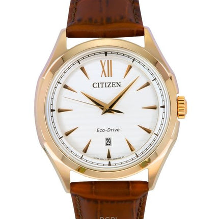 Orologio da uomo Citizen Eco-Drive con cinturino in pelle e quadrante bianco AW1753-10A 100M