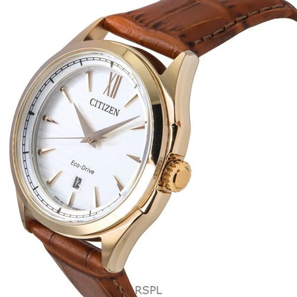 Orologio da uomo Citizen Eco-Drive con cinturino in pelle e quadrante bianco AW1753-10A 100M